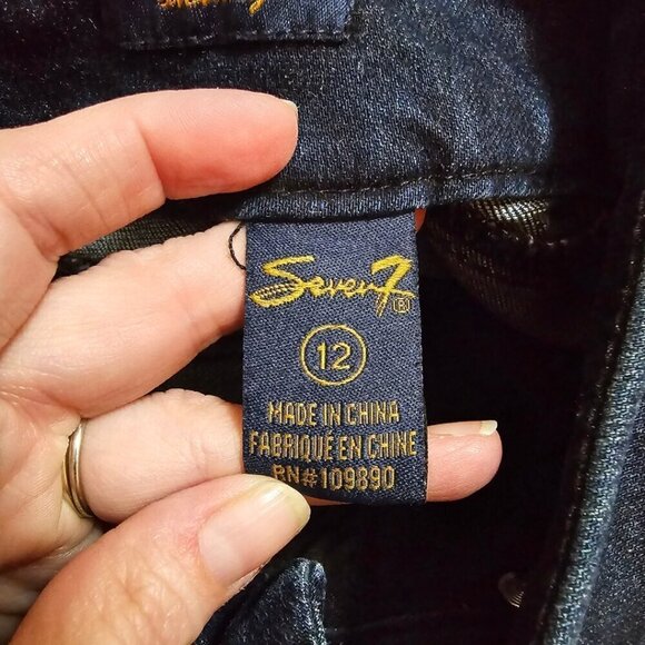 Seven7 Mid-Rise Stretch Dark Wash Skinny Jeans Sz 12 - Picture 8 of 10